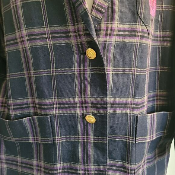 Vintage academia plaid suit with original gold buttons - Picture 6 of 16